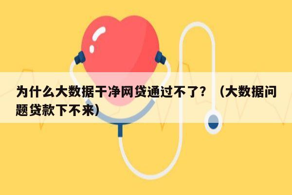 为什么大数据干净网贷通过不了？（大数据问题贷款下不来）