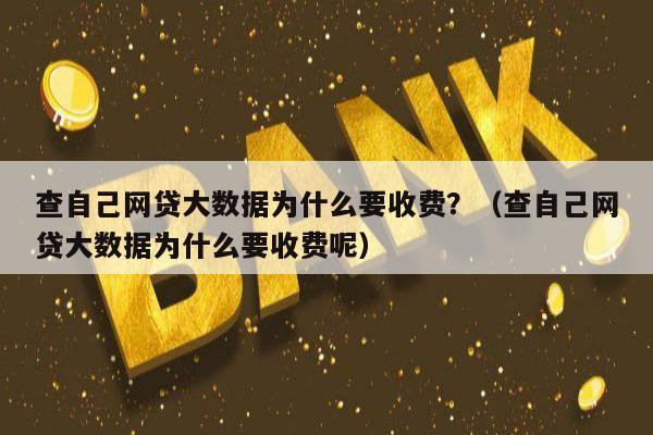 查自己网贷大数据为什么要收费？（查自己网贷大数据为什么要收费呢）