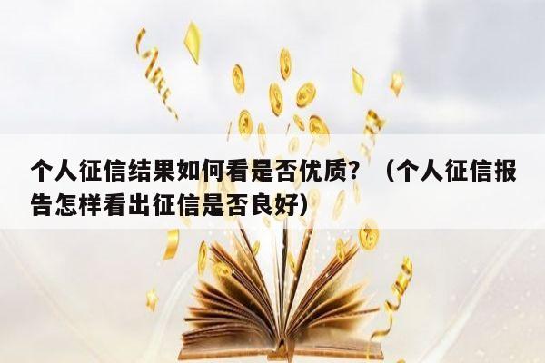 个人征信结果如何看是否优质？（个人征信报告怎样看出征信是否良好）