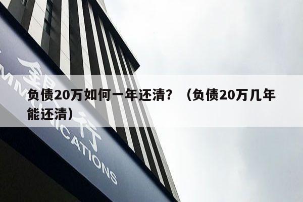 负债20万如何一年还清？（负债20万几年能还清）