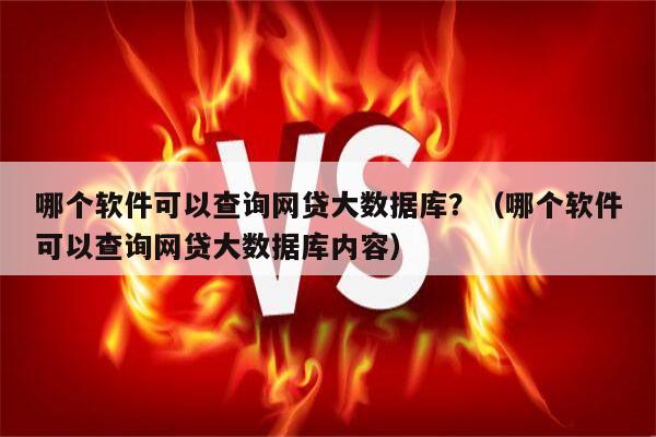 哪个软件可以查询网贷大数据库？（哪个软件可以查询网贷大数据库内容）